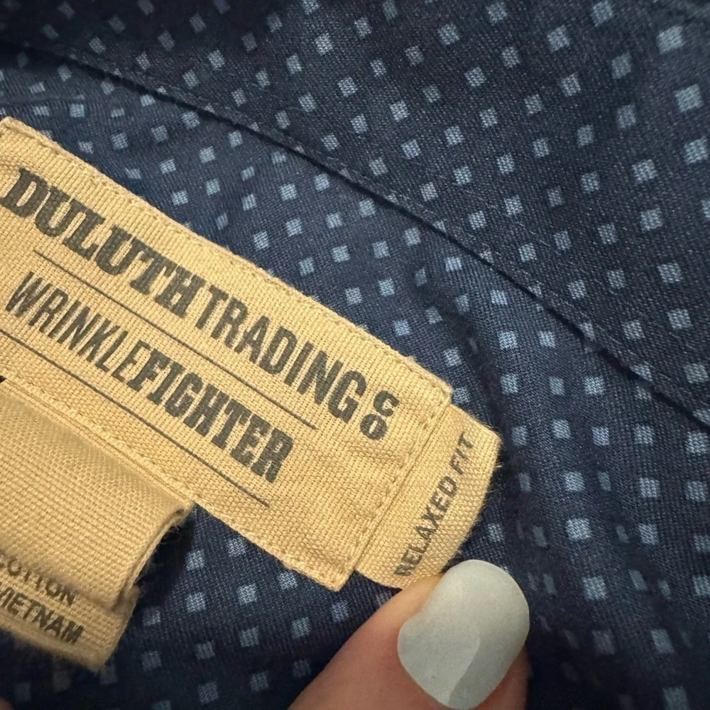 Duluth Trading Co Wrinkle Fighter Relaxed Fit Button Down Collared Blue Sz 3XL
